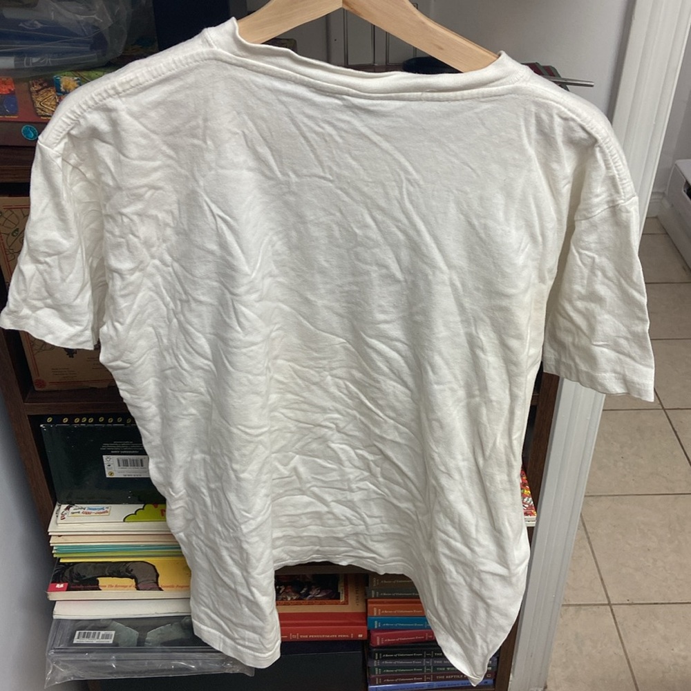 White Graphic T-Shirt with Blue Dragon Design - Picture 4 of 4
